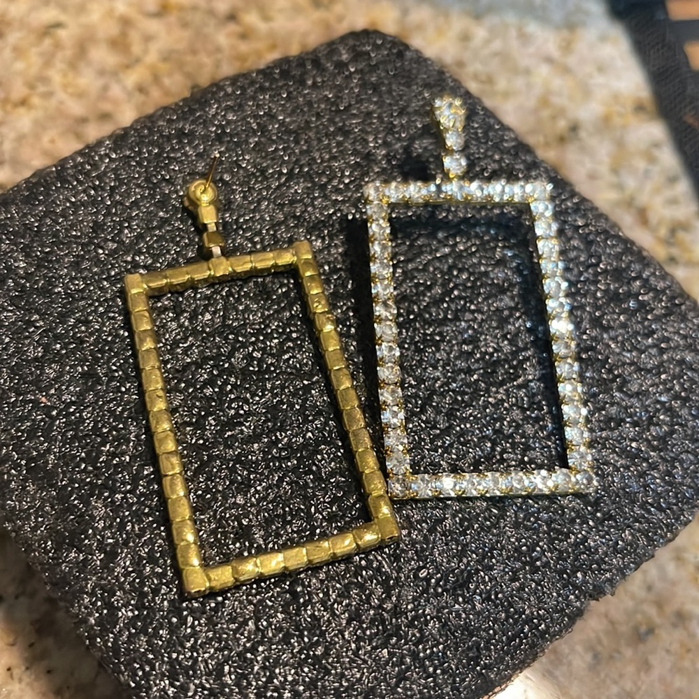 Pave Stone Rectangular Earrings - image 3